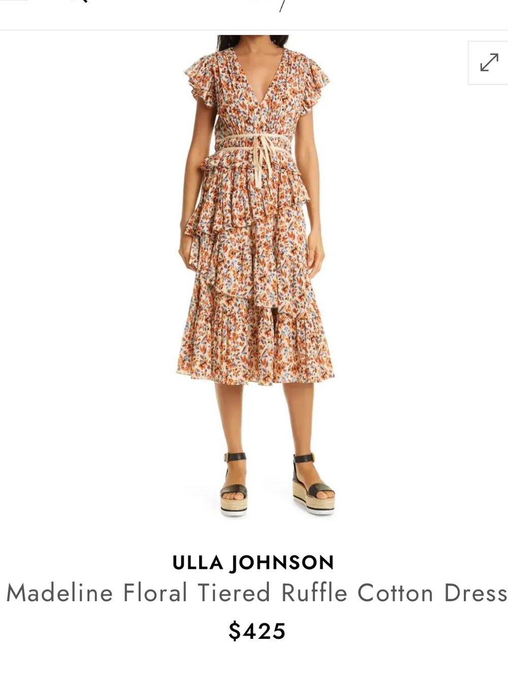 Ulla Johnson Madeline Floral Tiered Ruffle Cotton Dress